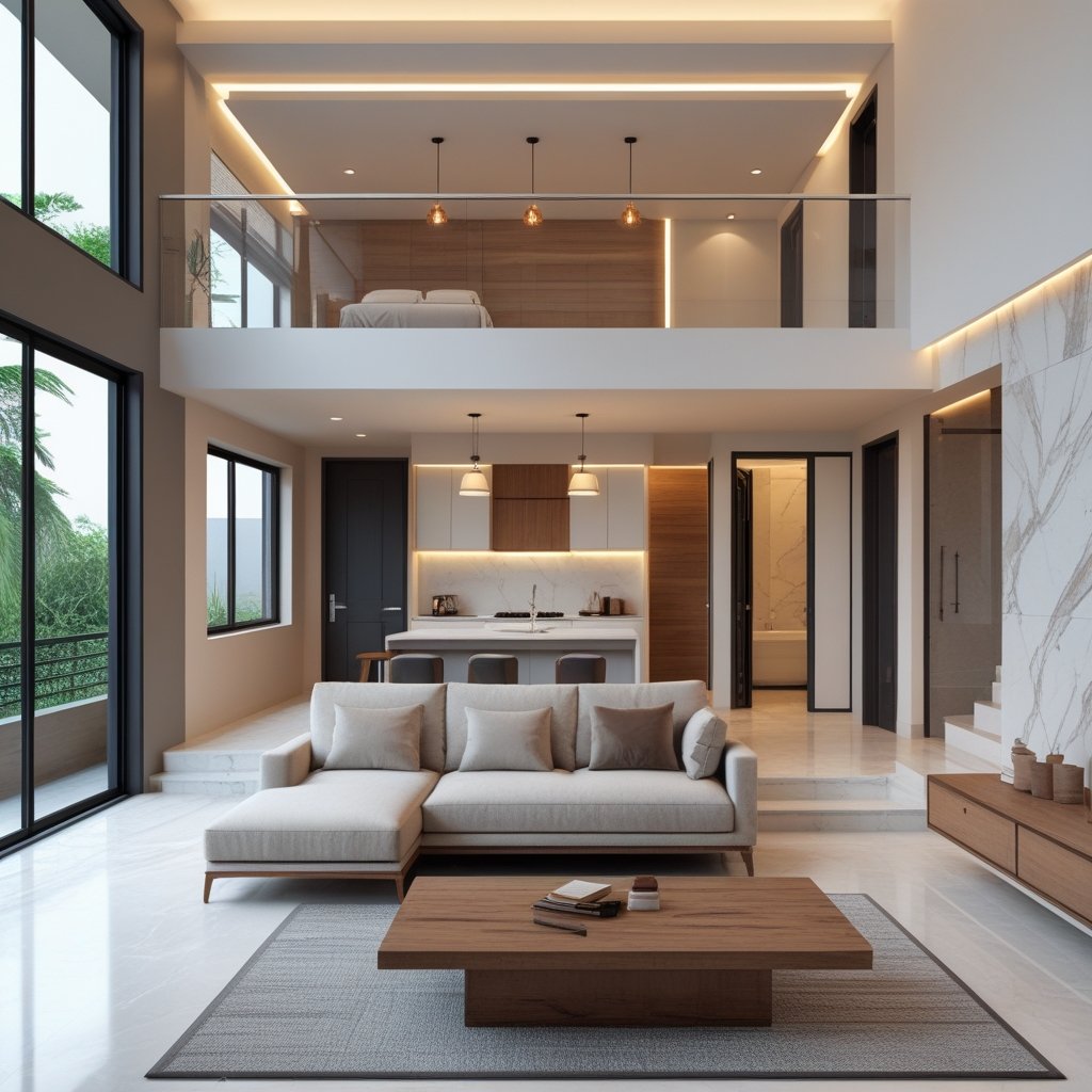 Desain interior rumah minimalis 2 lantai dengan konsep modern, tata ruang fungsional, dan pencahayaan alami