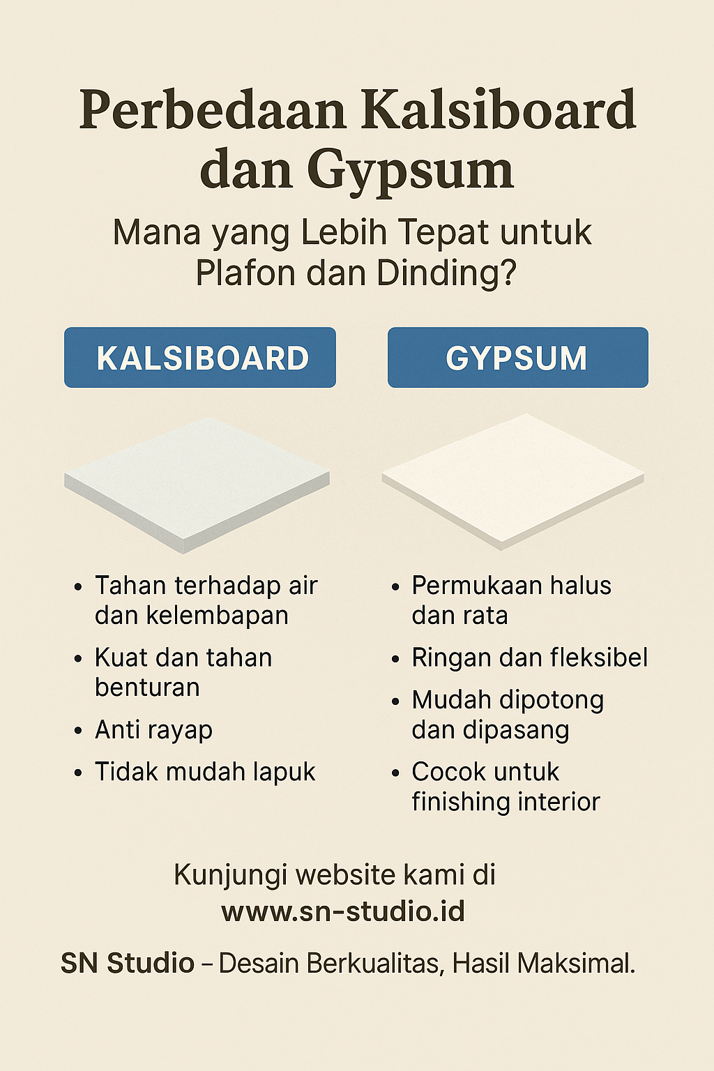 Perbedaan Kalsiboard dan Gypsum