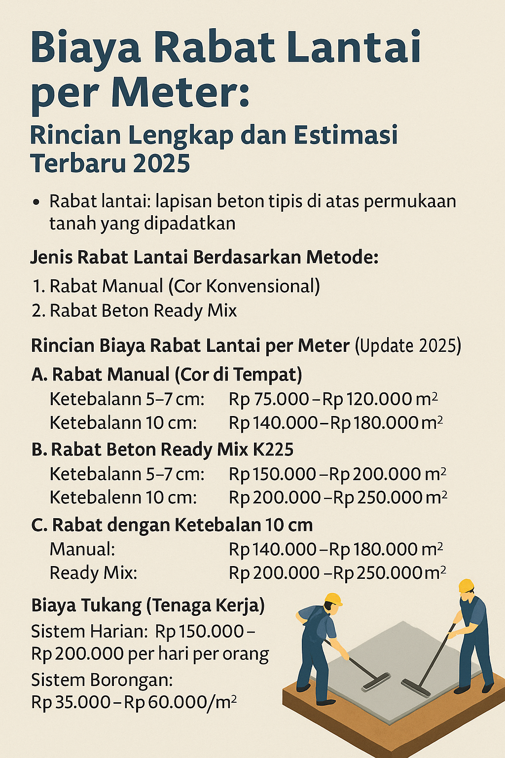 Biaya rabat lantai per meter