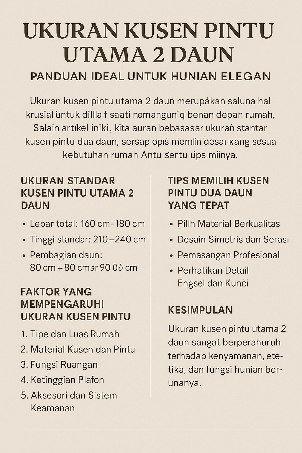 Ukuran kusen pintu utama 2 daun