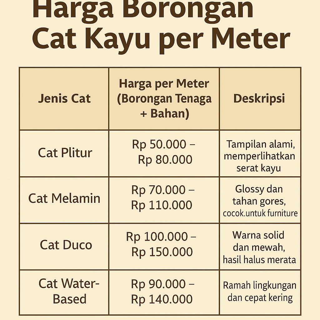 Harga Borongan Cat Kayu per Meter