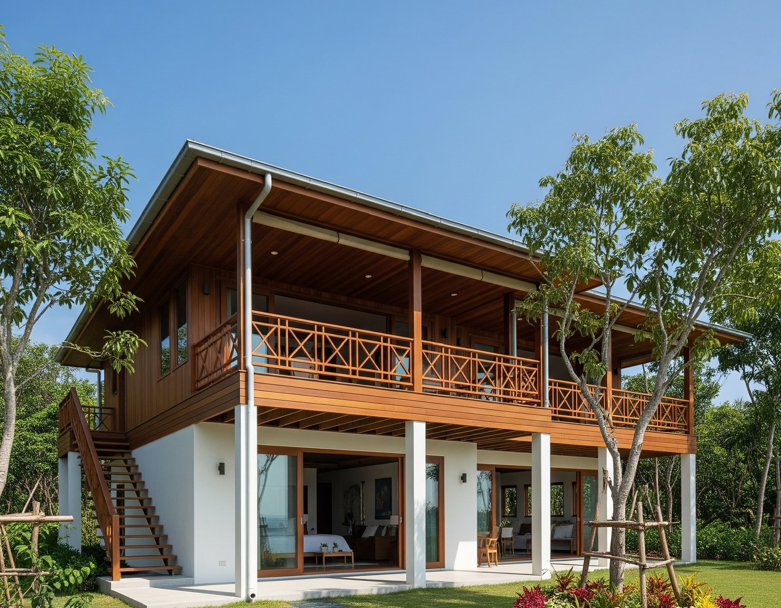 Desain Rumah Kayu Ulin Modern 2 Lantai yang Elegan dan Tahan Lama