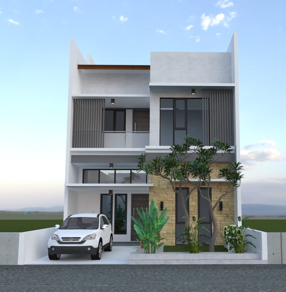 desain depan rumah lantai 2