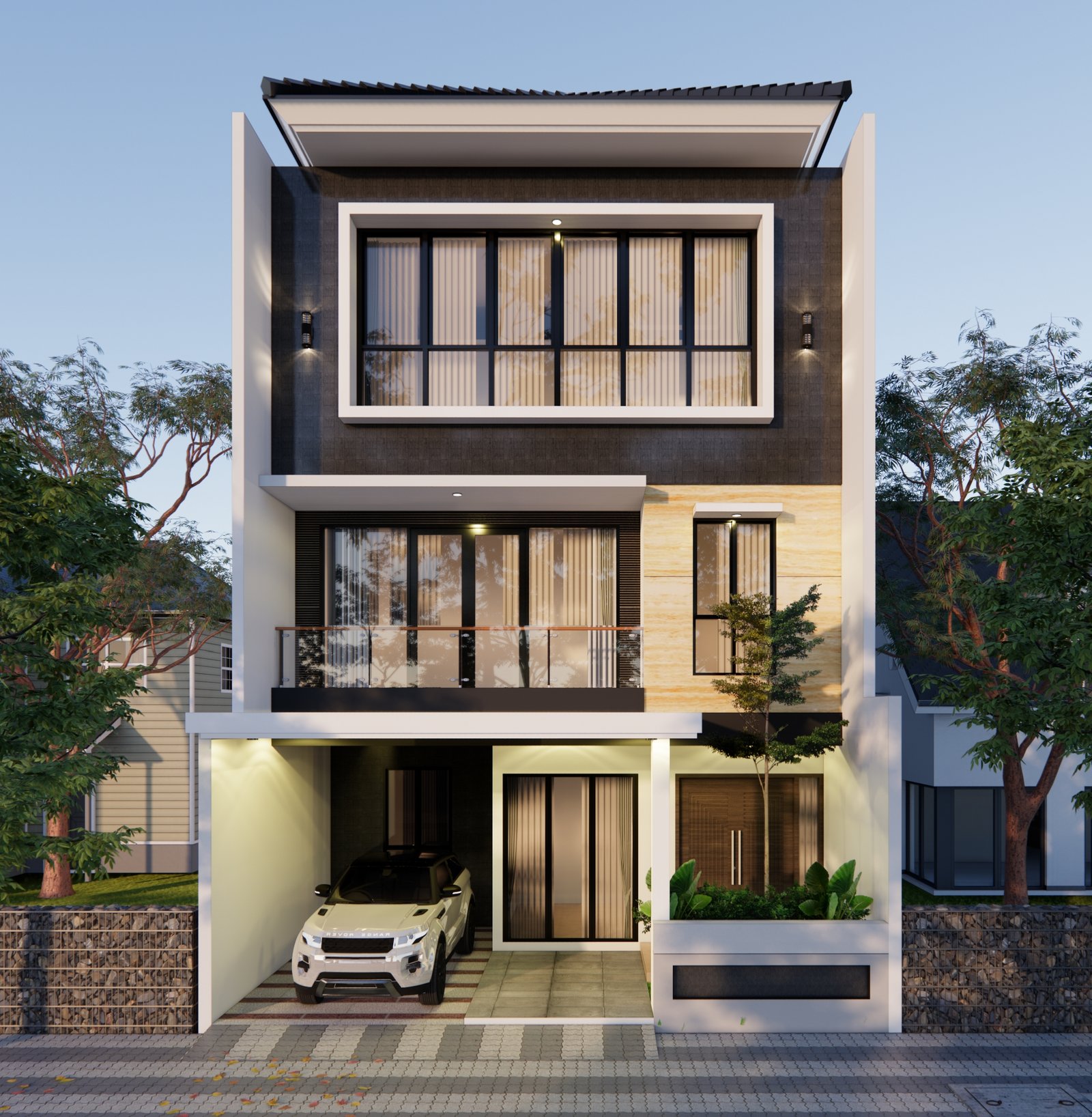 Desain Rumah Modern 3 Lantai dengan Konsep Mewah di Lahan Terbatas