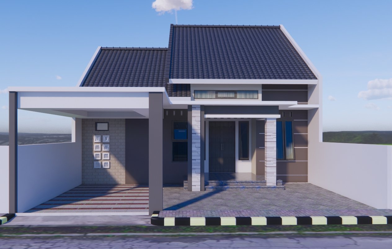 Desain Rumah Minimalis Modern dengan Carport Luas dan Tampilan Simetris