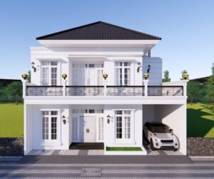 Desain Rumah Klasik Modern Dua Lantai dengan Sentuhan Elegan
