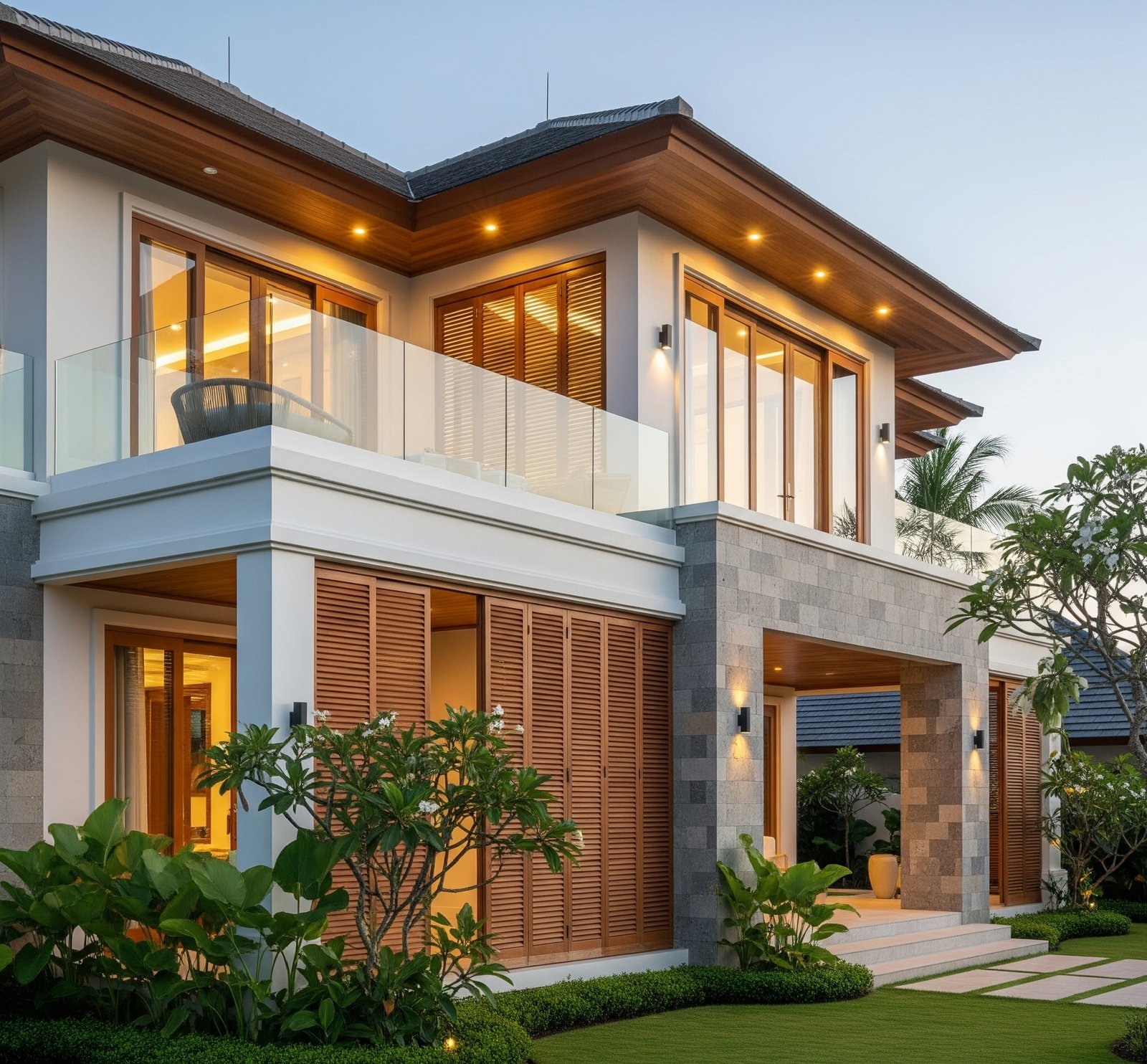 Contoh Desain Rumah Mewah 2 Lantai Modern Tropis dan Elegan