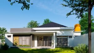 Rumah Minimalis 1 Lantai dengan Atap Limas yang Elegan dan Modern