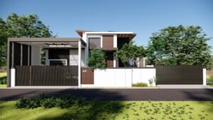Desain Rumah Modern 2 Lantai dengan Lapangan Badminton