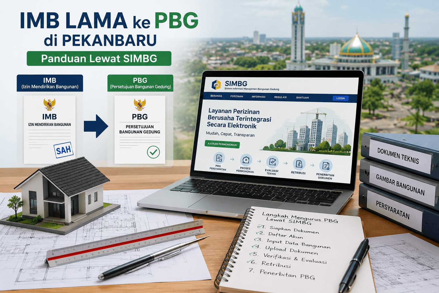 panduan pengurusan PBG di Pekanbaru melalui SIMBG untuk bangunan rumah dan ruko