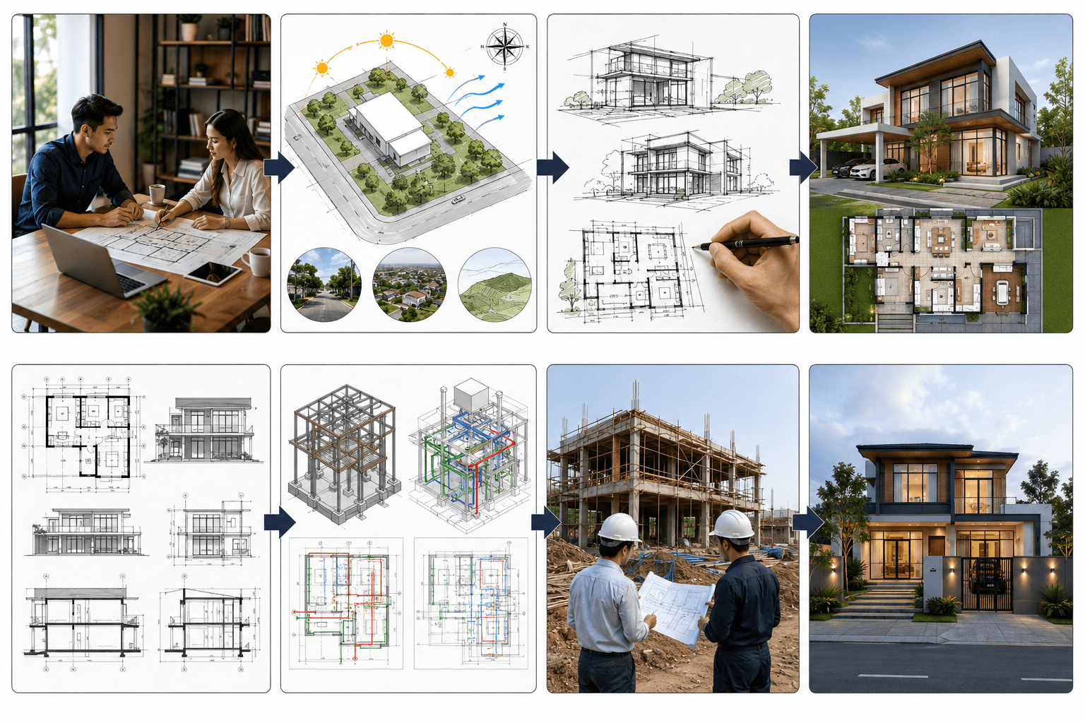 proses kerja arsitek profesional dari sketsa konsep hingga gambar kerja ded rumah modern