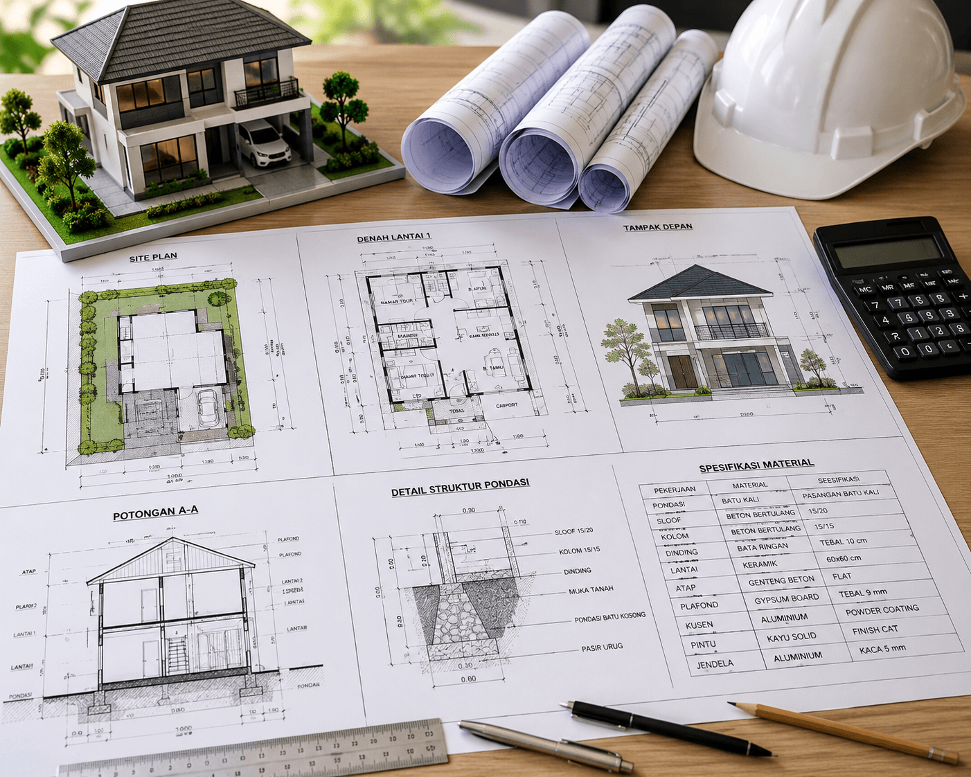 dokumen teknis pbg arsitektur dan struktur bangunan rumah di pekanbaru
